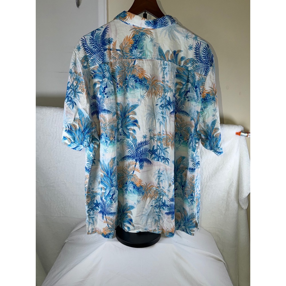 Tommy Bahama Button Down Shirt Mens XL Silk Blue Orange Tropical Palm Island - Picture 4 of 11